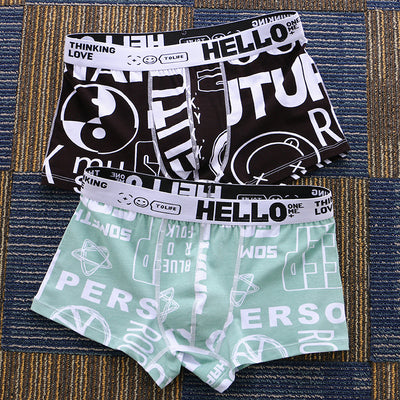 Printed Boxers Men's Underwear National Fashion Boxers Mid-waist
