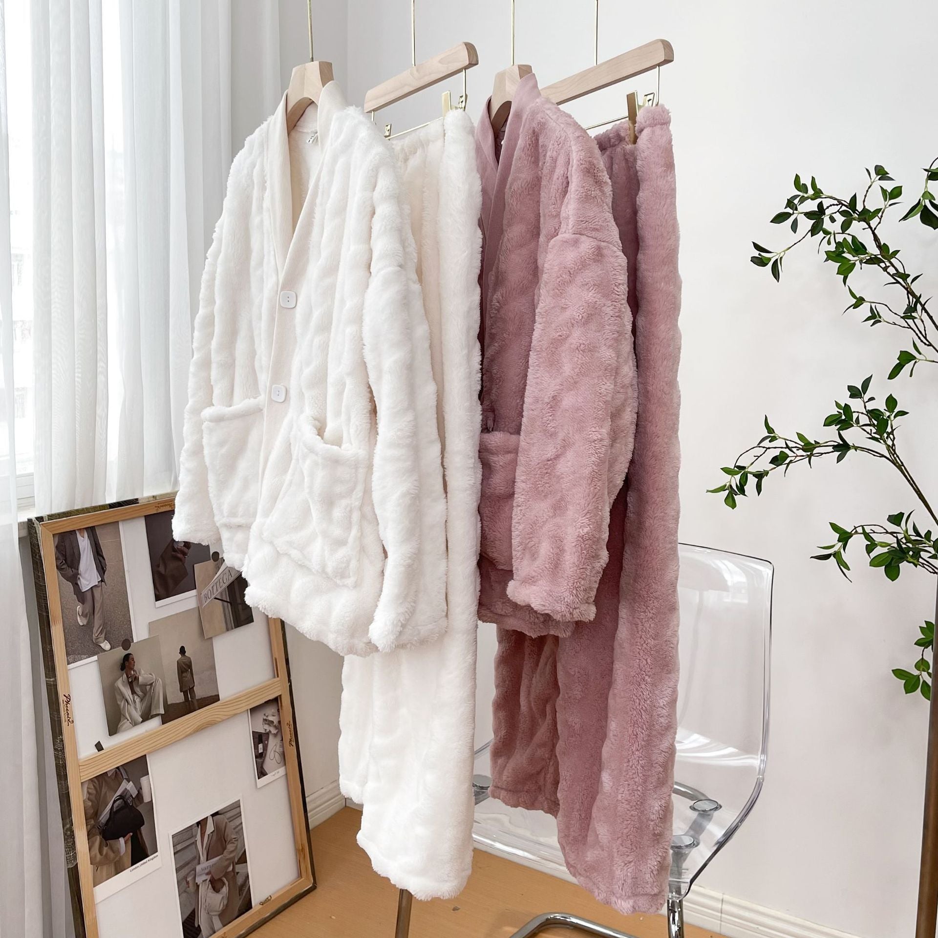 Ladies Suit Flannel Pajamas Shirt And Pants