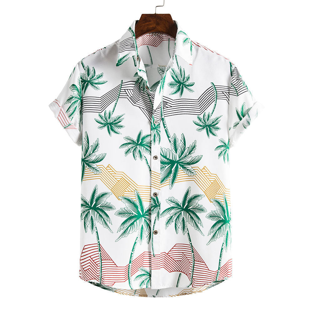 Spring And Summer Men's Beach Hawaii Short Sleeve Printed Shirt