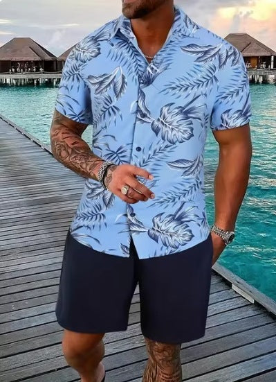 3D Digital Printing Shirt Short Sleeve Shorts Suit