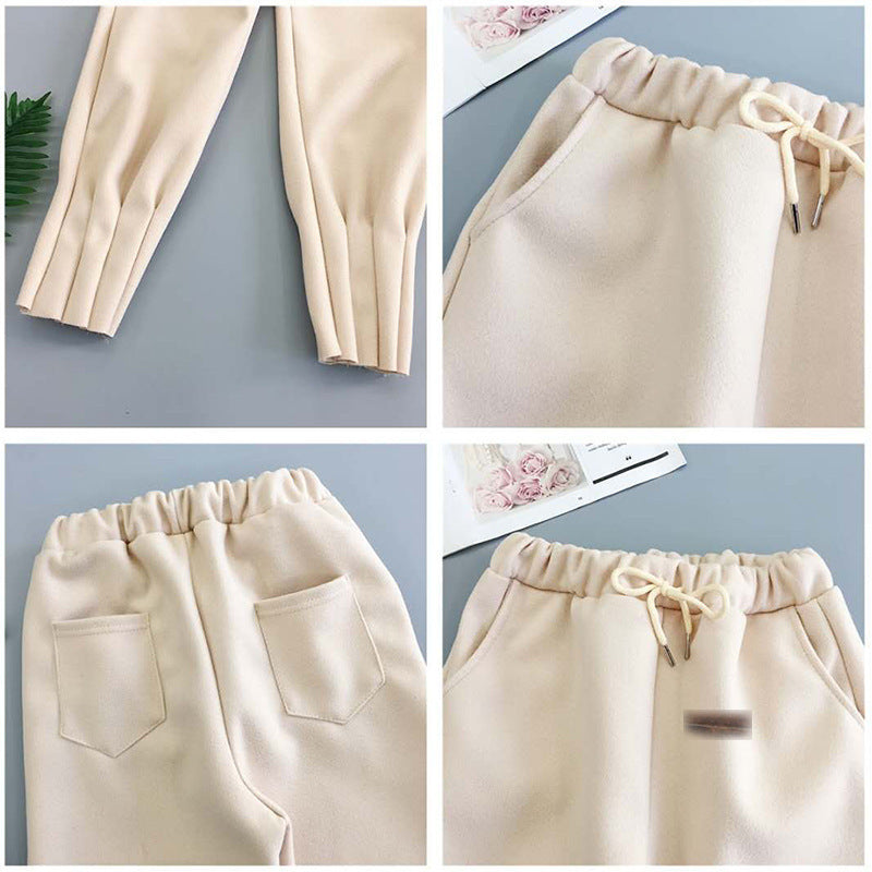 Ladies casual woolen high-waisted harem pants