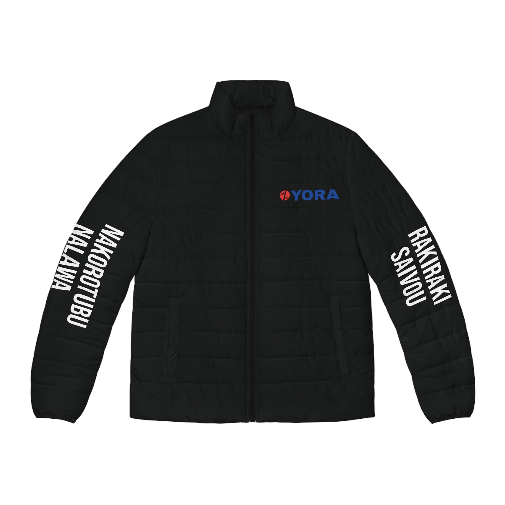 Men's Black Puffer Jacket (AOP)