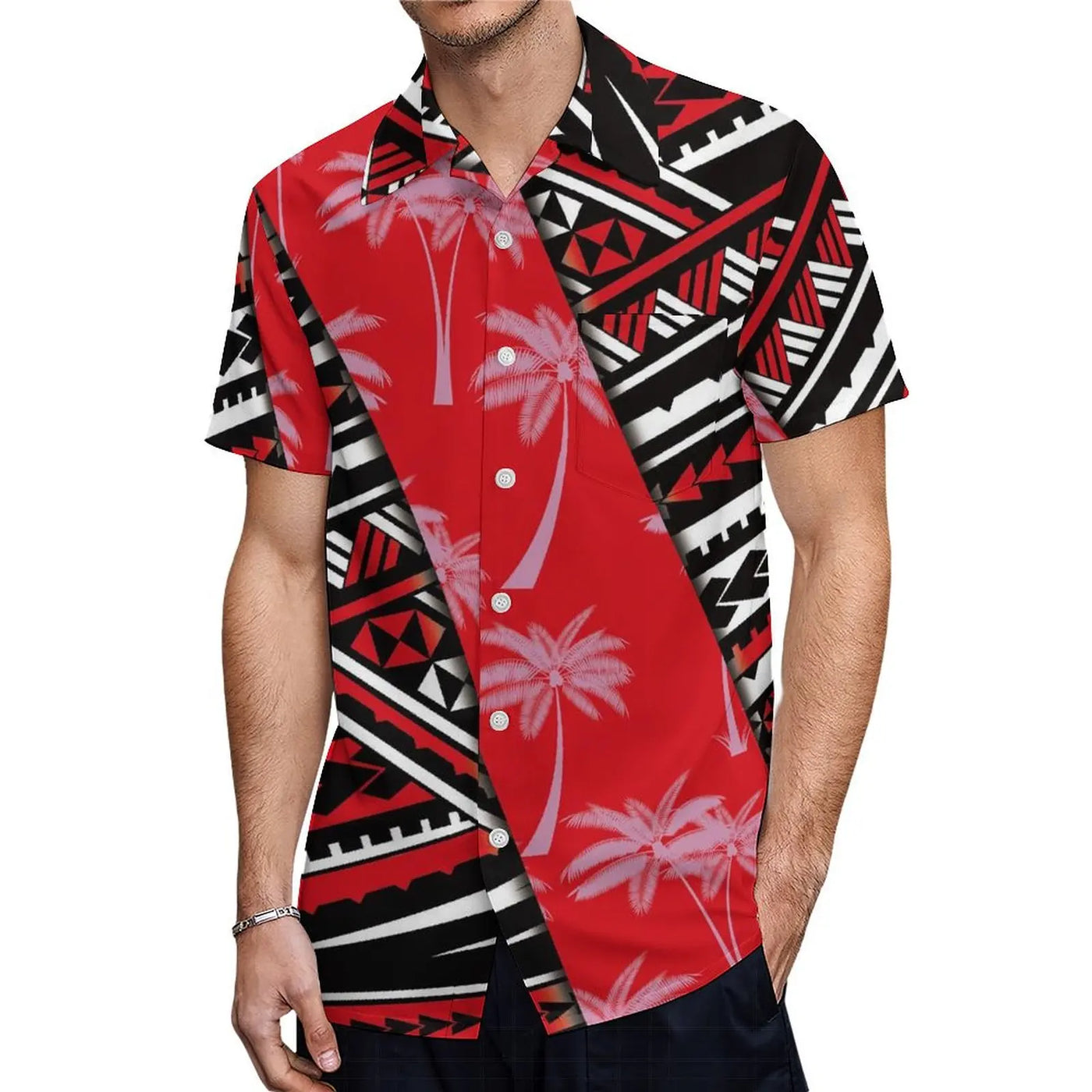 High-Quality New Design Couple Set Slim-Fitting Half-Sleeve Women'S Dress Polynesian Island Custom Men'S Aloha Shirt