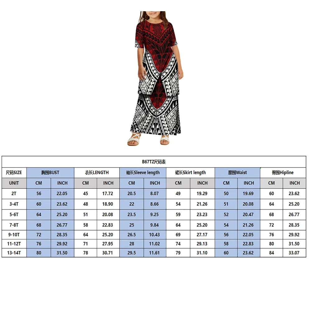 New Design Women And Girls' Round-Neck Puletasi Two-Piece Dress Set Polynesian Island Design Men'S Aloha Shirt Family Set