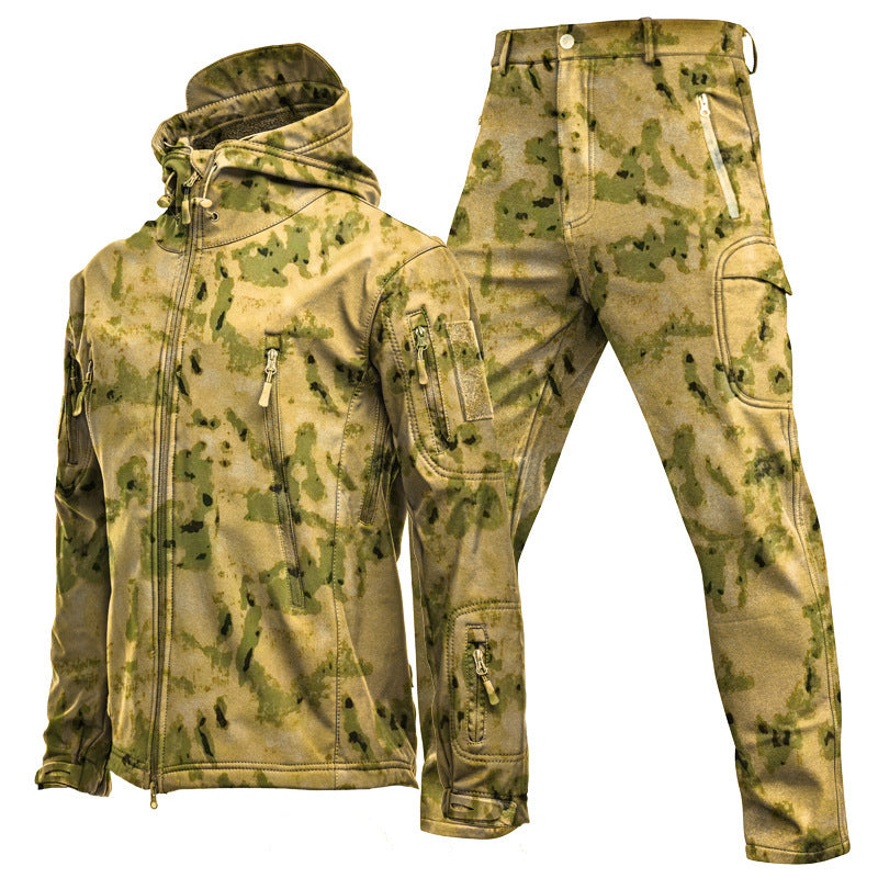 Outdoor Shark Skin Soft Shell Jacket Suit Men