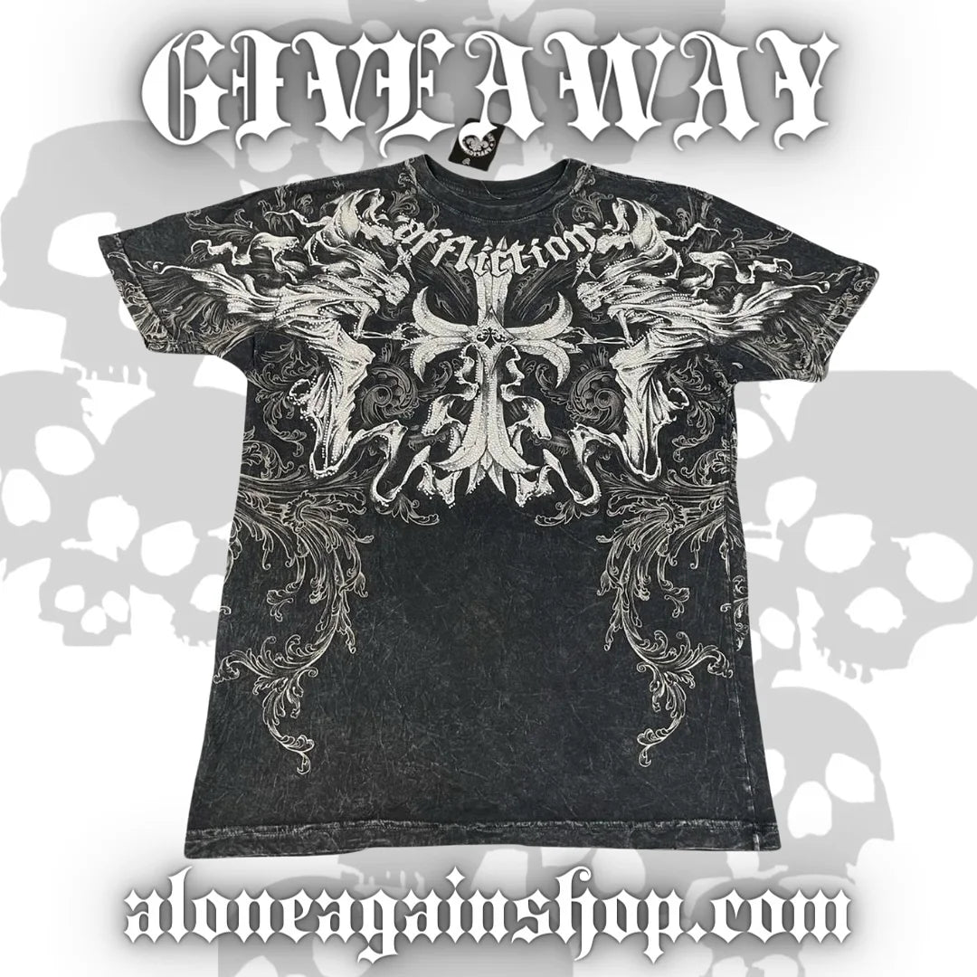 2000s affliction American Retro T shirt Women Red Cotton Round Neck Washed Shirt Hip Hop Couple American Wear Goth T Shirts