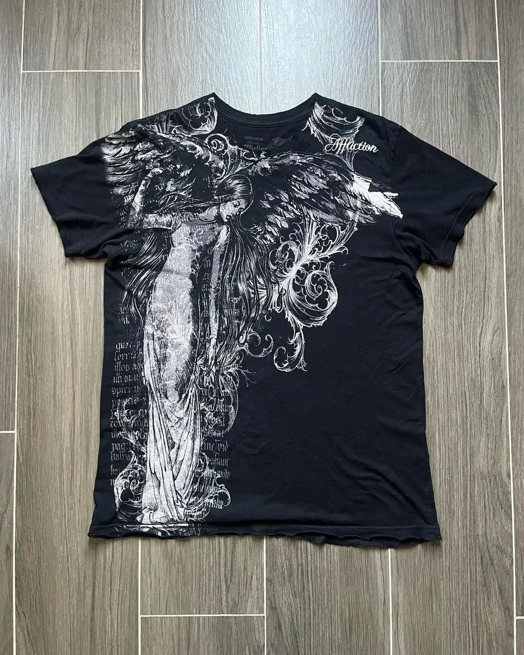 2000s affliction American Retro T shirt Women Red Cotton Round Neck Washed Shirt Hip Hop Couple American Wear Goth T Shirts