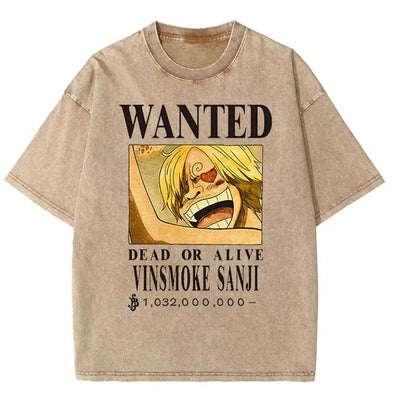Men Casual Oversized Washed Harajuku T-shirt Washed Japanese Anime One Piece Graphic Loose Streetwear Black Tops Tees