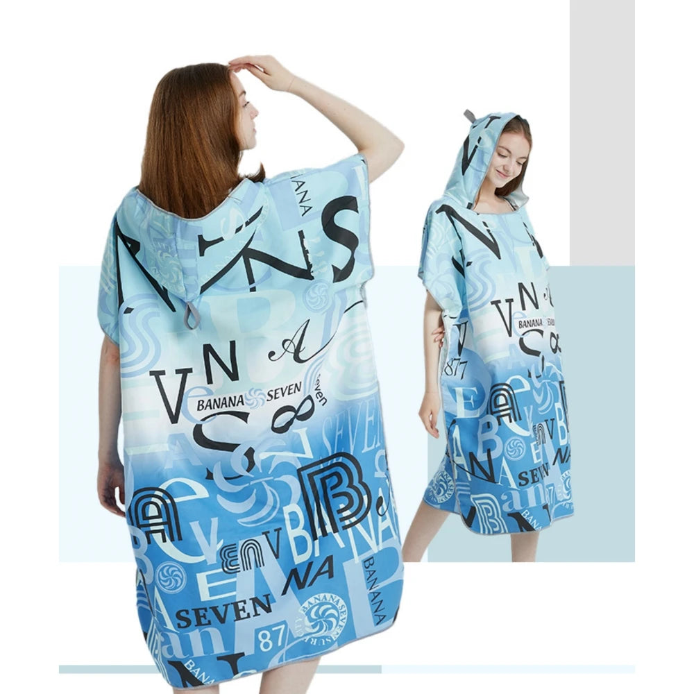 Surf Poncho Towel Poncho Quick-Dry Towel Hoodie Microfiber Beach Robe Changing Poncho Swim Towel Beach Poncho For Adults (A12)