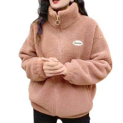 Hip Hop Autumn Winter Fleece Fluffy Jacket Streetwear Harajuku Fuzzy Zipper Coat Woman Lightweight Jacket Plush Warm Jacket Coat