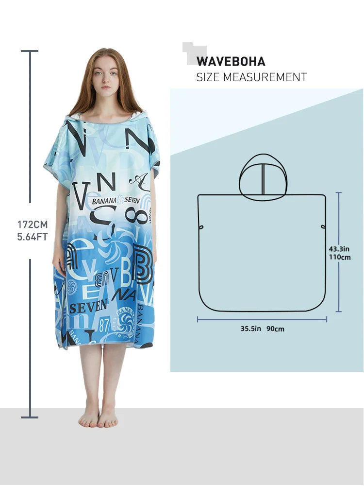 Surf Poncho Towel Poncho Quick-Dry Towel Hoodie Microfiber Beach Robe Changing Poncho Swim Towel Beach Poncho For Adults (A12)