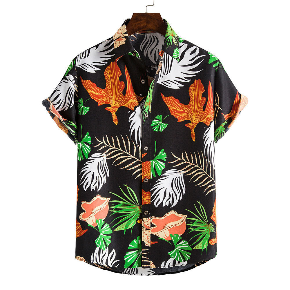 Spring And Summer Men's Beach Hawaii Short Sleeve Printed Shirt