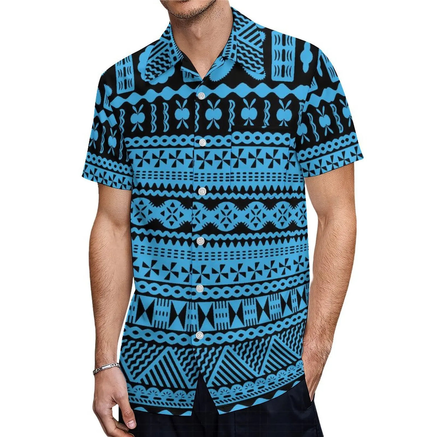 Custom-Made Puletasi One-Shoulder Dress For Polynesian Island Couple Sets And Aloha Shirt For Hawaiian Beach Party Men