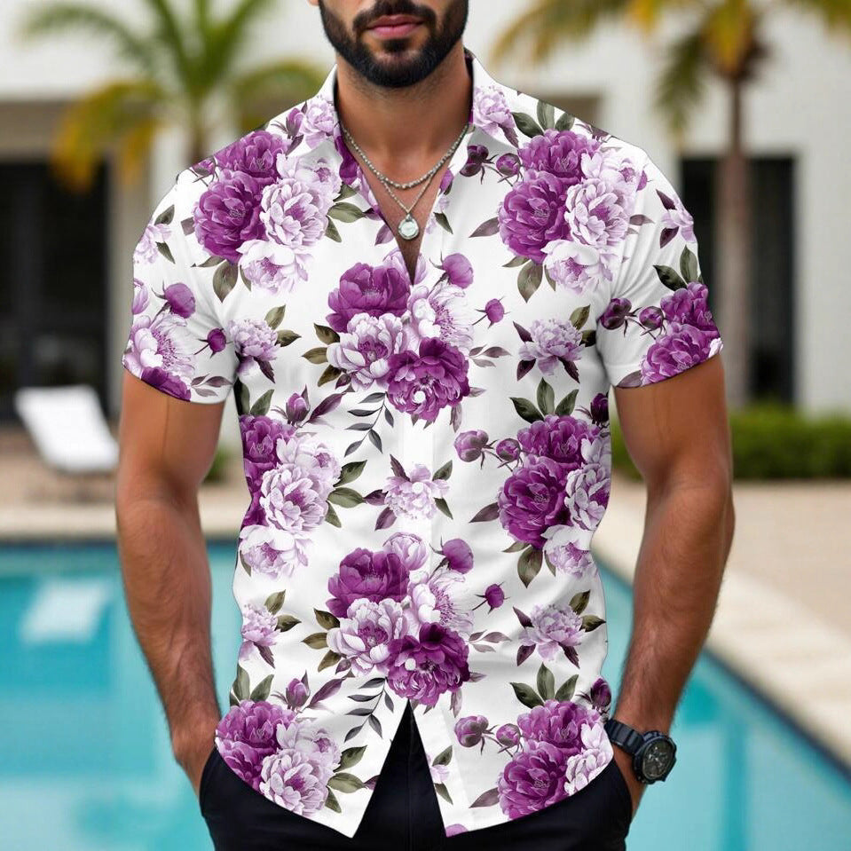 Hawaiian Tropical Floral 3d Printed Casual Men's Short Sleeve Shirt