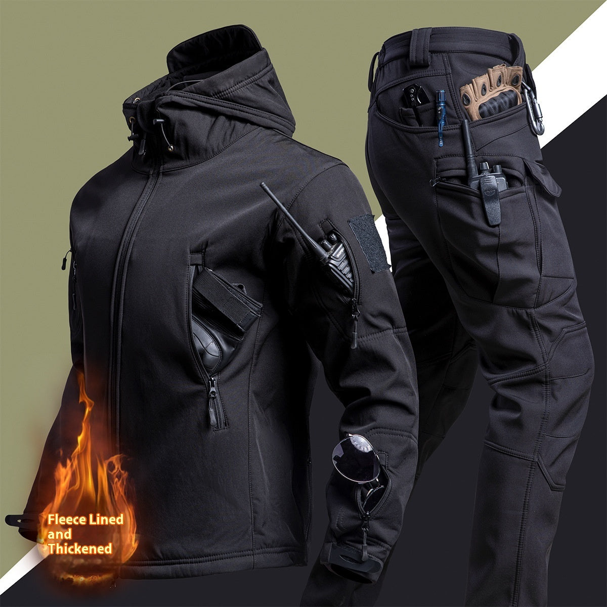 Camouflage Winter Outdoors Shell Jacket Suit For Men