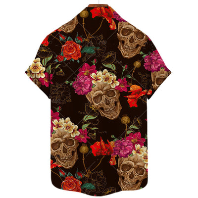 Printed Skull Pattern Casual Shirt Hawaii