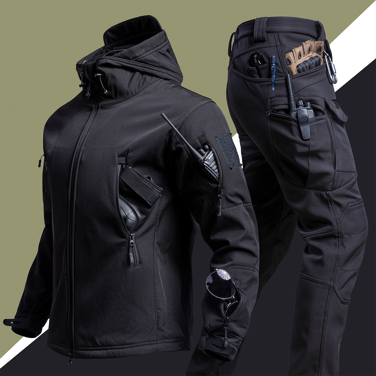 Camouflage Winter Outdoors Shell Jacket Suit For Men