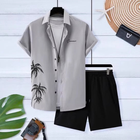 3D Digital Printing Shirt Short Sleeve Shorts Suit