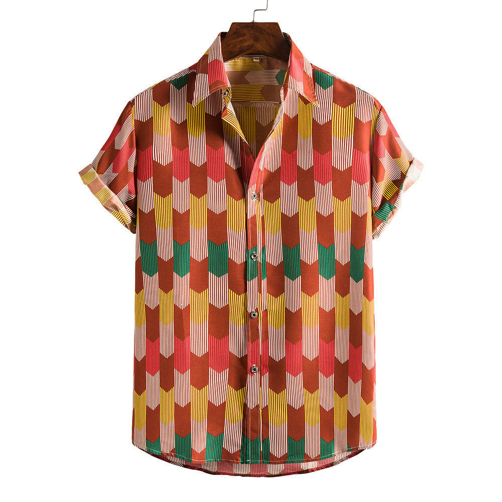 Spring And Summer Men's Beach Hawaii Short Sleeve Printed Shirt