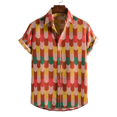 Spring And Summer Men's Beach Hawaii Short Sleeve Printed Shirt