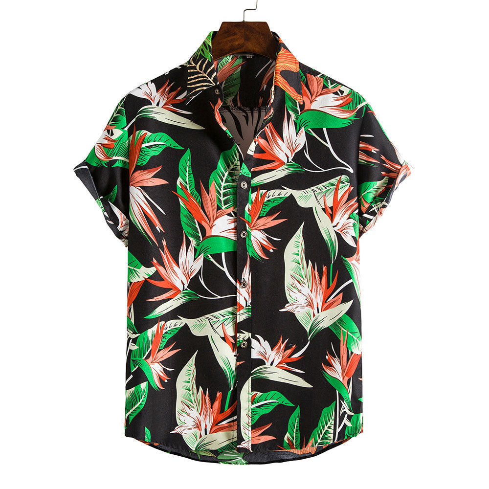 Spring And Summer Men's Beach Hawaii Short Sleeve Printed Shirt