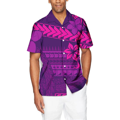Men's short sleeve Hawaiian shirt Polynesian island printed tropical beach Samoan tribal design button Aloha large size shirt