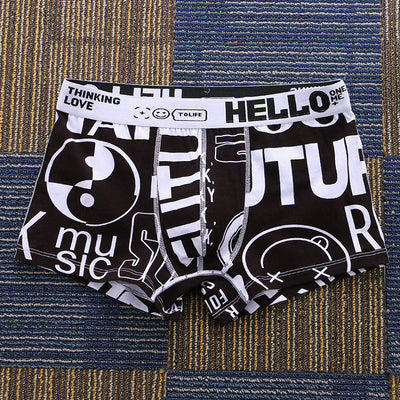 Printed Boxers Men's Underwear National Fashion Boxers Mid-waist