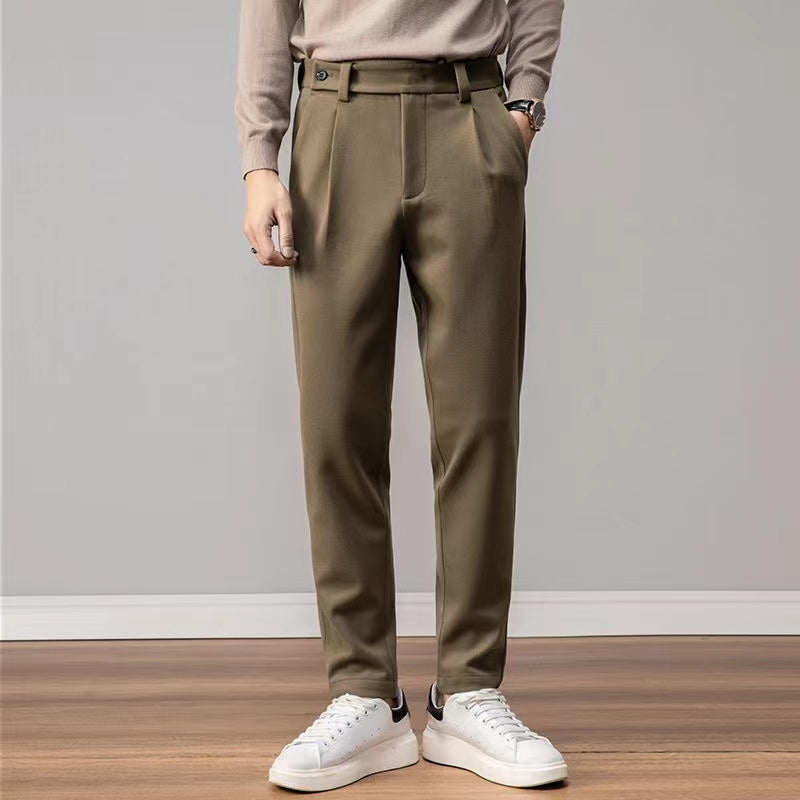 Winter Thick Wool Loose Straight Brushed Casual Trousers