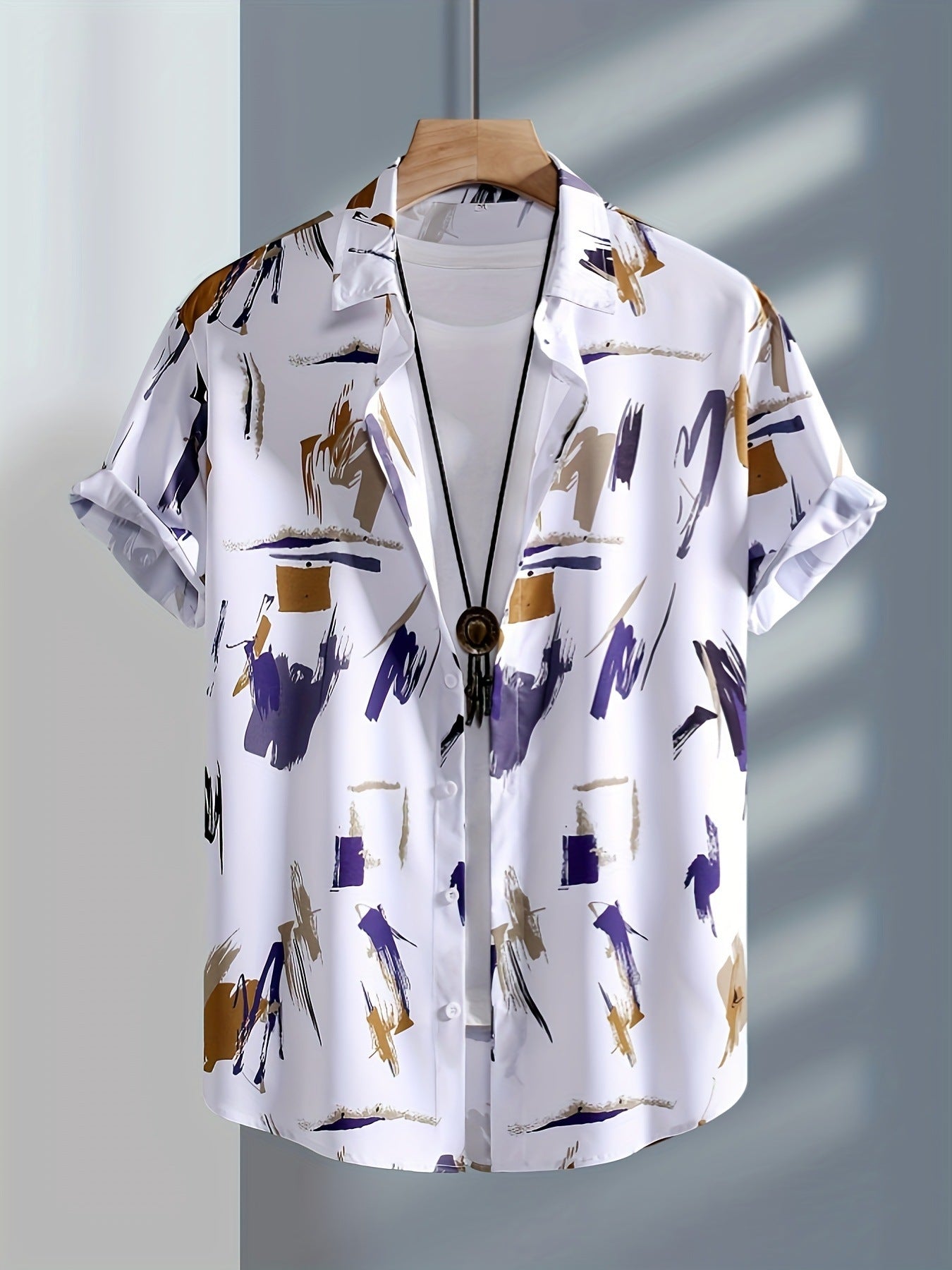 Beach Surfing European And American Foreign Trade 3D Digital Geometry Hawaii Printing Men Short Sleeve