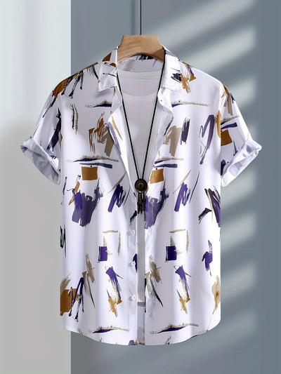 Beach Surfing European And American Foreign Trade 3D Digital Geometry Hawaii Printing Men Short Sleeve