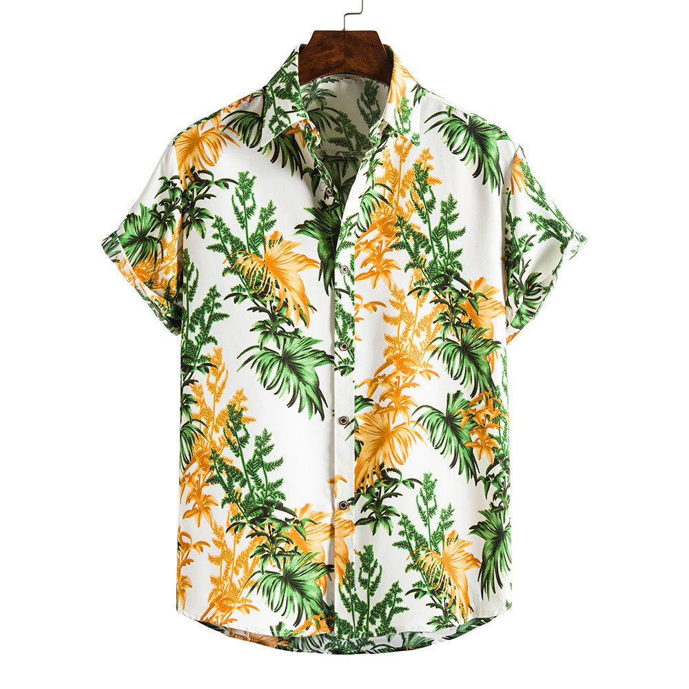 Spring And Summer Men's Beach Hawaii Short Sleeve Printed Shirt