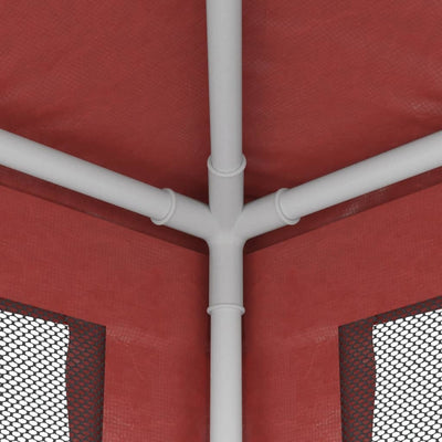 Party Tent with 6 Mesh Sidewalls Red 3x6 m HDPE