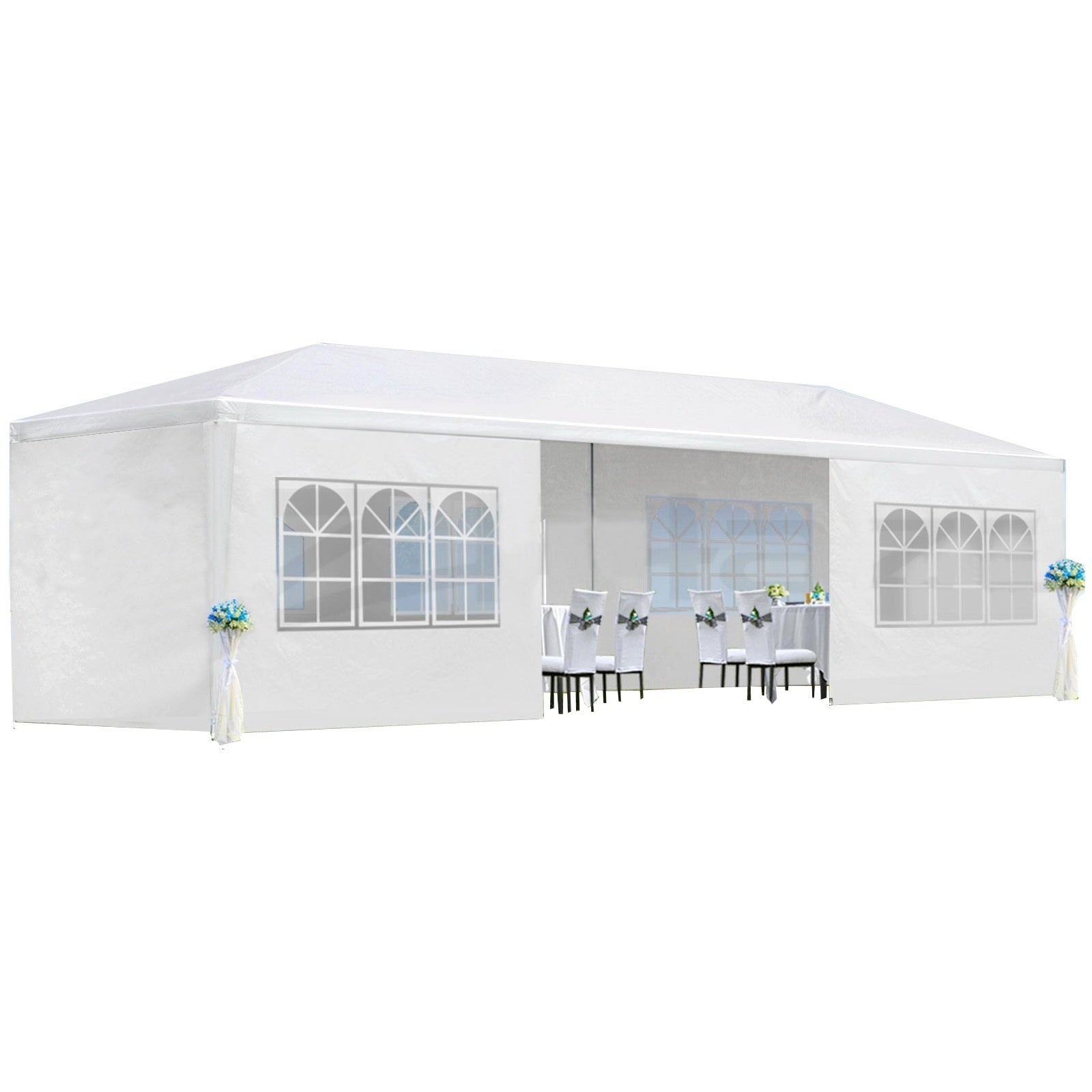 10x30' Wedding Party Canopy Tent Outdoor Gazebo With 8 Removable Sidewalls