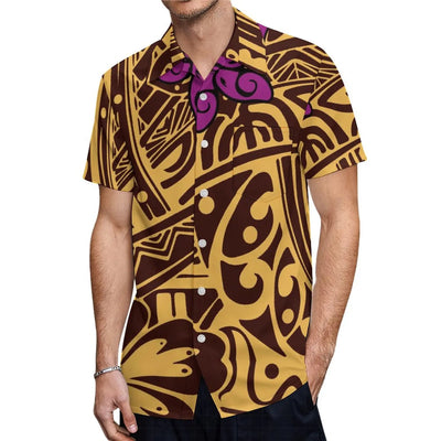Hawaiian Floral Print Samoa Plus-Size Couple Set Pacific Island Sexy Slim-Fit Dress And Men'S Aloha Shirt Support Your Design