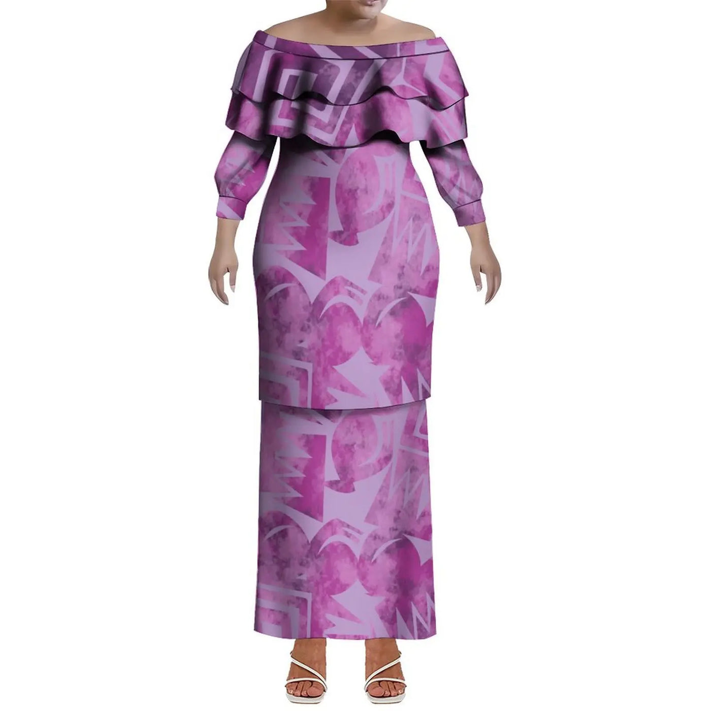 Custom-Made Puletasi One-Shoulder Dress For Polynesian Island Couple Sets And Aloha Shirt For Hawaiian Beach Party Men