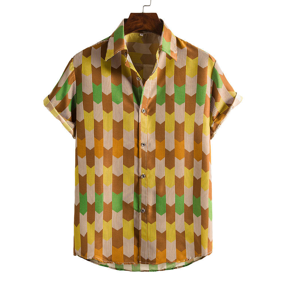 Spring And Summer Men's Beach Hawaii Short Sleeve Printed Shirt