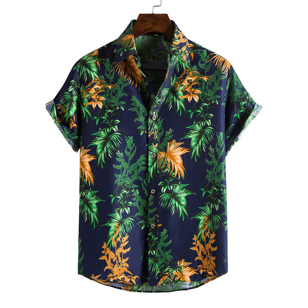 Spring And Summer Men's Beach Hawaii Short Sleeve Printed Shirt