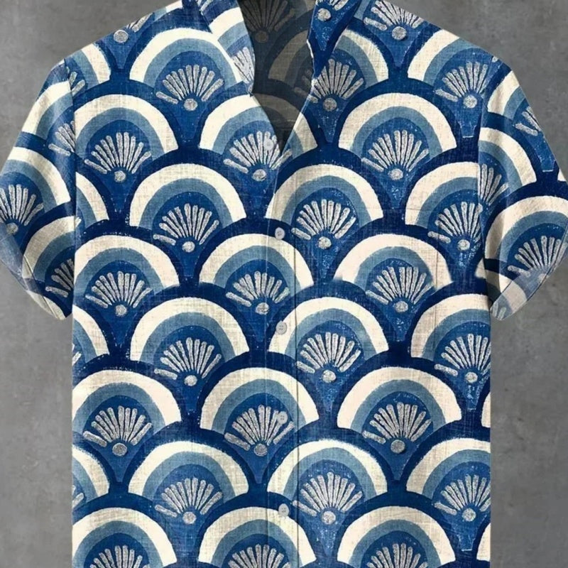 Stand Collar Fashion Trend Casual Cool All-match Short-sleeved Shirt Men