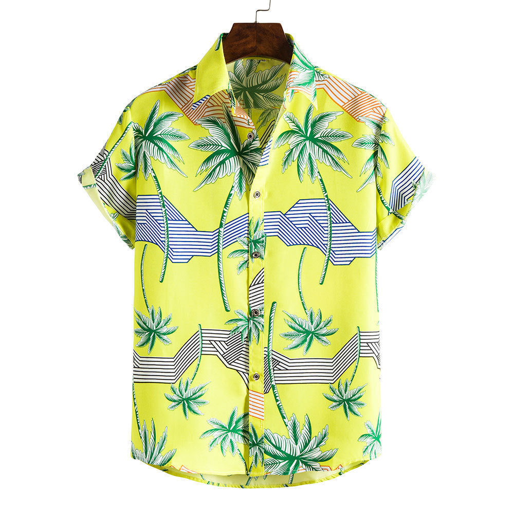 Spring And Summer Men's Beach Hawaii Short Sleeve Printed Shirt